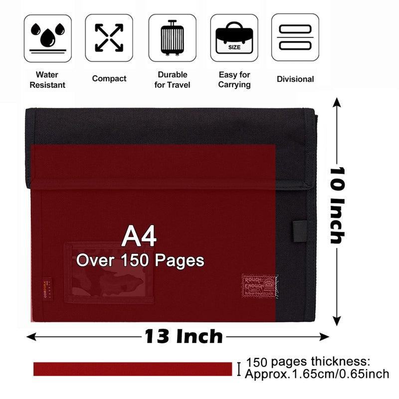 RE ROUGH ENOUGH Rough Enough Accordion Expanding File Folder Document Organizer Portable Expandable Portfolio Storage for Office Travel Black Cordura - Image 3